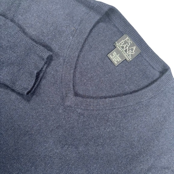 Jos. A. Bank Other - Jos A Bank V-Neck Cashmere Sweater Mens L Navy Blue Pullover Knit Winter